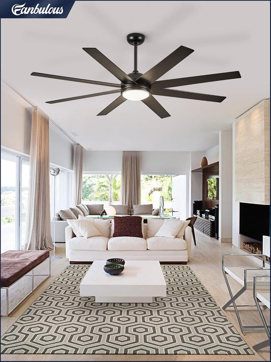 72" Black Outdoor Ceiling Fan with Light
